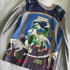 Mini Boden Dinosaur Adventure Long Sleeve Shirt - Blue and Gray